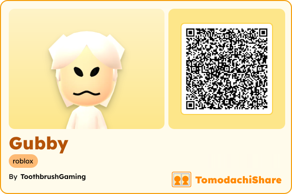 Gubby, a male Mii  with tags: roblox