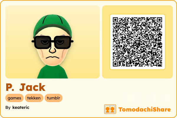 P. Jack, a male Mii  with tags: games, tekken, tumblr