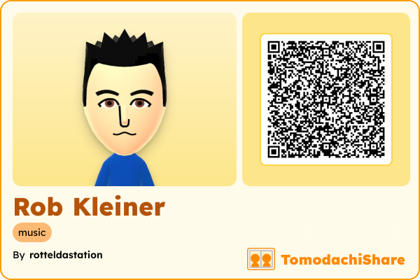 Rob Kleiner, a male Mii  with tags: music