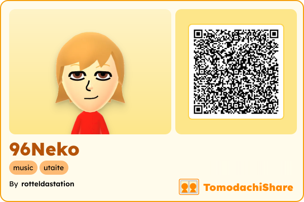 96Neko, a female Mii  with tags: music, utaite