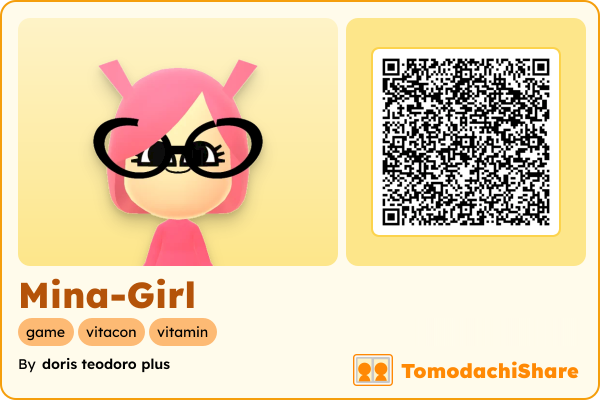 Mina-Girl, a female Mii  with tags: game, vitacon, vitamin