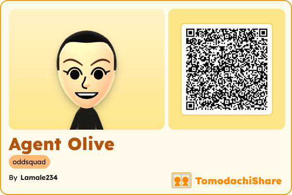 Agent Olive, a female Mii  with tags: oddsquad