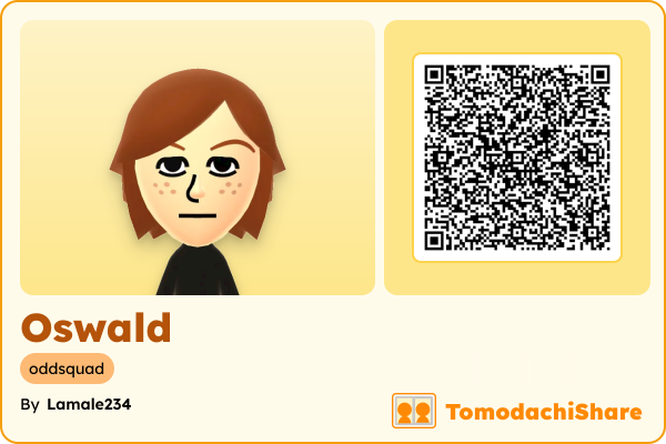 Oswald, a male Mii  with tags: oddsquad