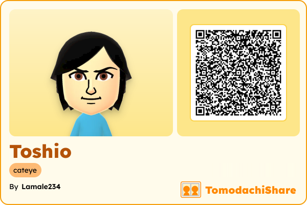 Toshio, a male Mii  with tags: cateye