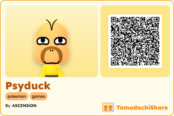 Psyduck, a male Mii  with tags: pokemon, games