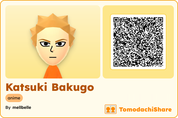 Katsuki Bakugo, a male Mii  with tags: anime