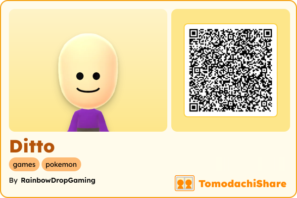 Ditto, a male Mii  with tags: games, pokemon