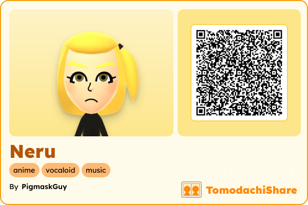 Neru, a female Mii  with tags: anime, vocaloid, music