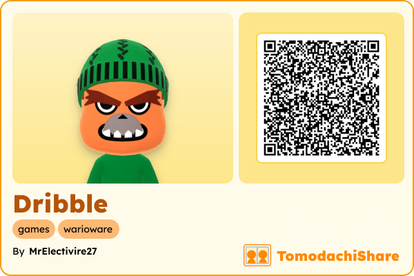 Dribble, a male Mii  with tags: games, warioware