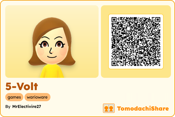 5-Volt, a female Mii  with tags: games, warioware
