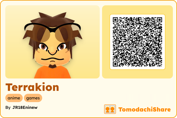 Terrakion, a male Mii  with tags: anime, games