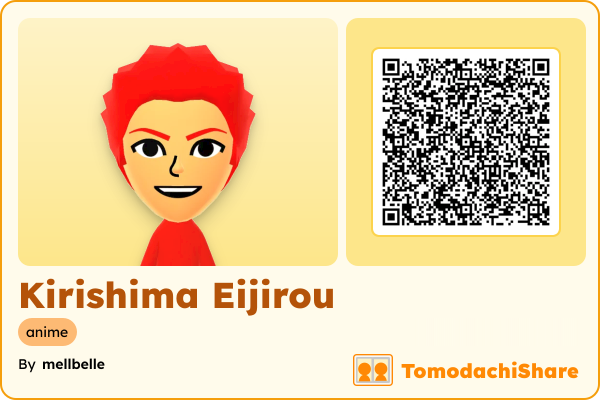 Kirishima Eijirou, a male Mii  with tags: anime