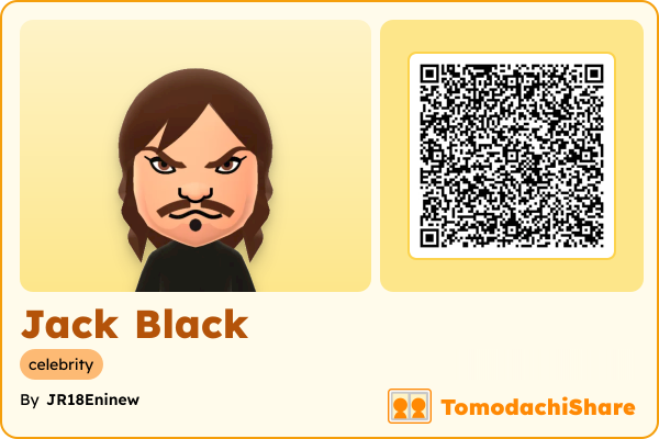 Jack Black, a male Mii  with tags: celebrity