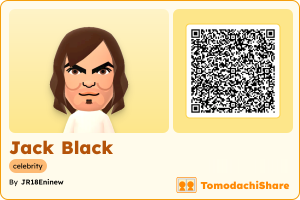 Jack Black, a male Mii  with tags: celebrity