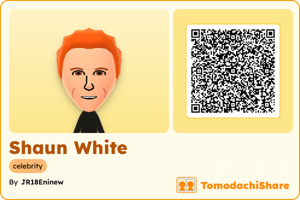 Shaun White, a male Mii  with tags: celebrity