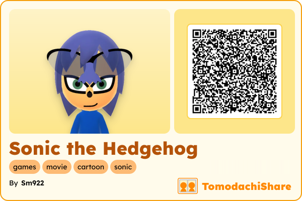 Sonic the Hedgehog, a male Mii  with tags: games, movie, cartoon, sonic