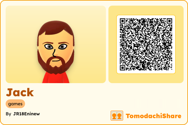 Jack, a male Mii  with tags: games