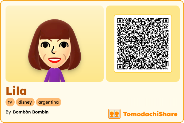 Lila, a female Mii  with tags: tv, disney, argentina
