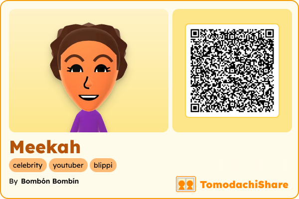 Meekah, a female Mii  with tags: celebrity, youtuber, blippi