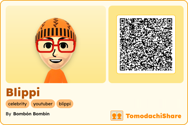 Blippi, a male Mii  with tags: celebrity, youtuber, blippi