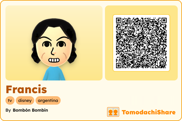 Francis, a male Mii  with tags: tv, disney, argentina