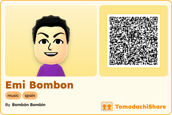 Emi Bombon, a male Mii  with tags: music, spain