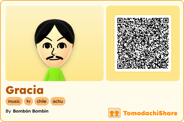 Gracia, a male Mii  with tags: music, tv, chile, achu