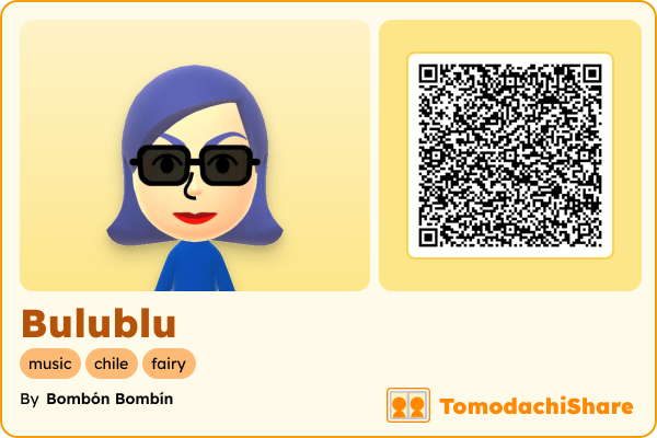 Bulublu, a female Mii  with tags: music, chile, fairy