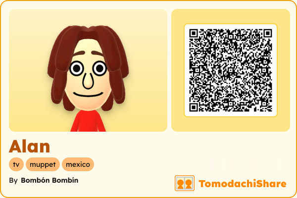 Alan, a male Mii  with tags: tv, muppet, mexico