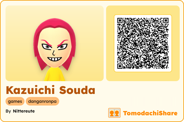 Kazuichi Souda, a male Mii  with tags: games, danganronpa