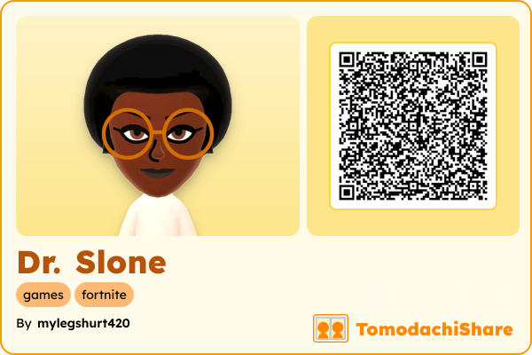Dr. Slone, a female Mii  with tags: games, fortnite