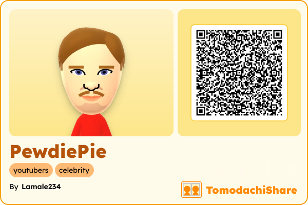 PewdiePie, a male Mii  with tags: youtubers, celebrity