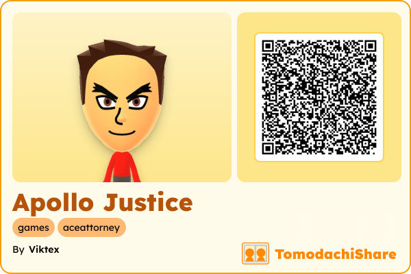 Apollo Justice, a male Mii  with tags: games, aceattorney