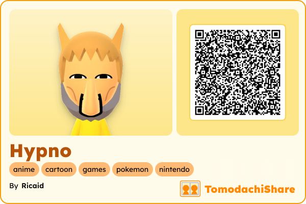 Hypno, a male Mii  with tags: anime, cartoon, games, pokemon, nintendo