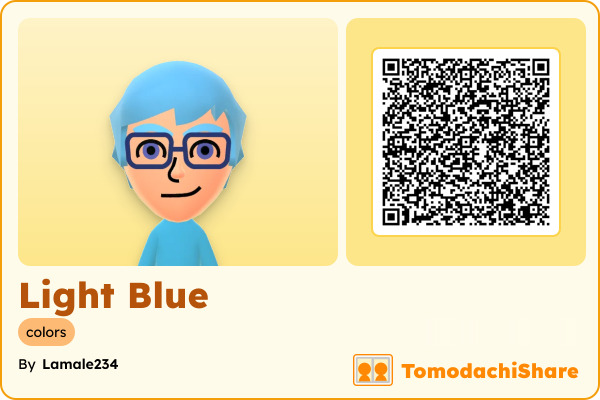 Light Blue, a male Mii  with tags: colors