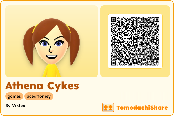 Athena Cykes, a female Mii  with tags: games, aceattorney