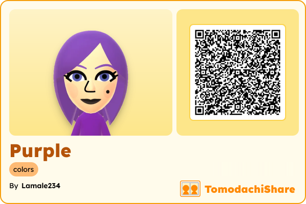 Purple, a female Mii  with tags: colors
