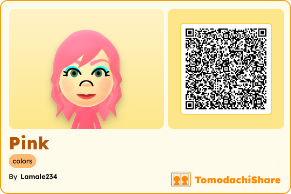 Pink, a female Mii  with tags: colors