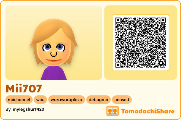 Mii707, a female Mii  with tags: miichannel, wiiu, warawaraplaza, debugmii, unused