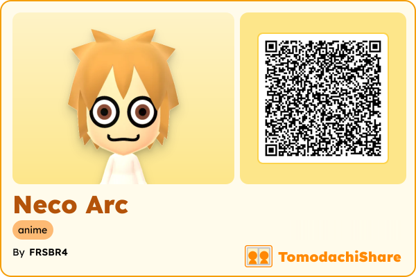 Neco Arc, a female Mii  with tags: anime