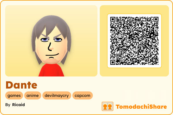 Dante, a male Mii  with tags: games, anime, devilmaycry, capcom