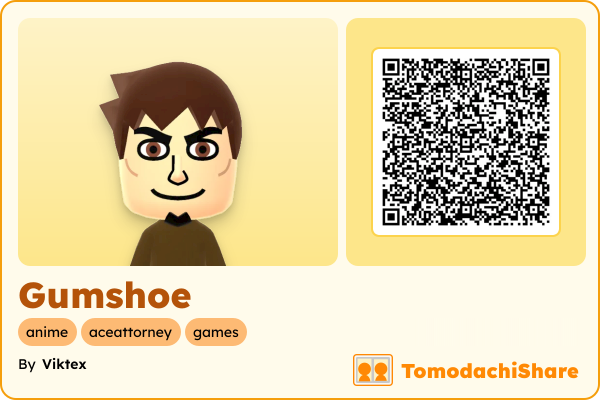 Gumshoe, a male Mii  with tags: anime, aceattorney, games