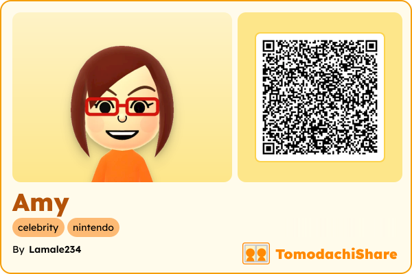 Amy, a female Mii  with tags: celebrity, nintendo