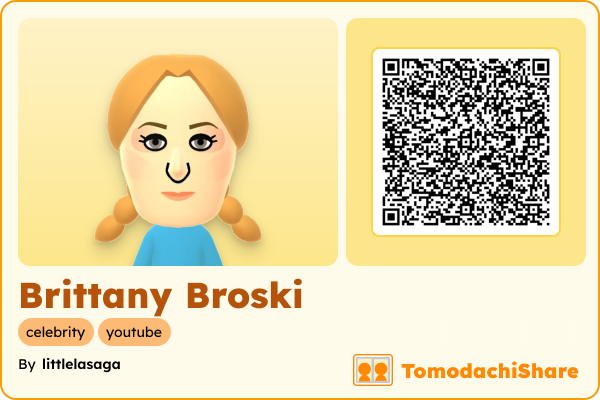 Brittany Broski, a female Mii  with tags: celebrity, youtube