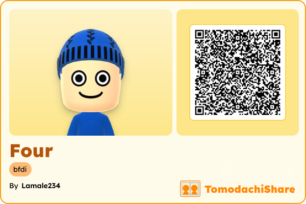 Four, a male Mii  with tags: bfdi