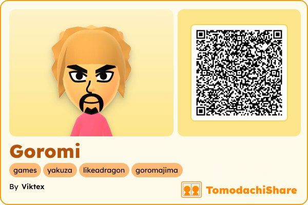 Goromi, a female Mii  with tags: games, yakuza, likeadragon, goromajima