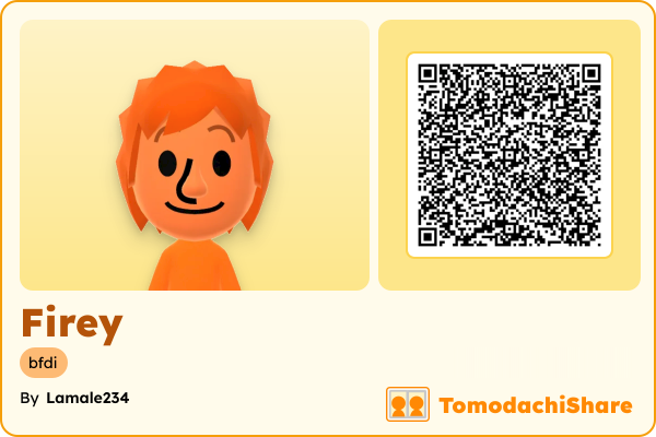 Firey, a male Mii  with tags: bfdi