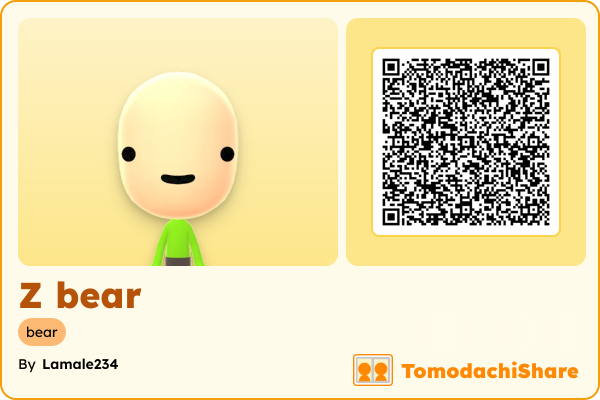 Z bear, a male Mii  with tags: bear