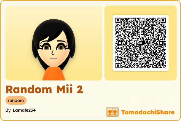 Random Mii 2, a female Mii  with tags: random