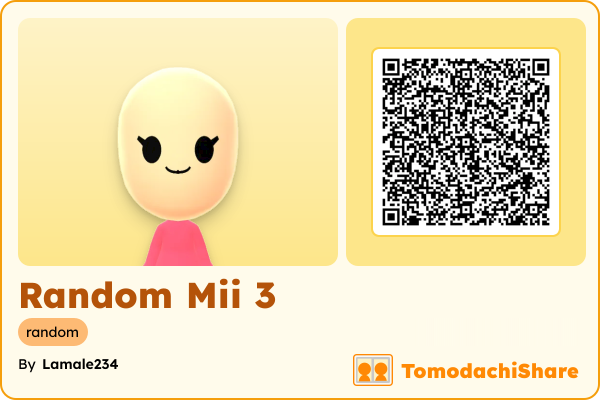 Random Mii 3, a female Mii  with tags: random